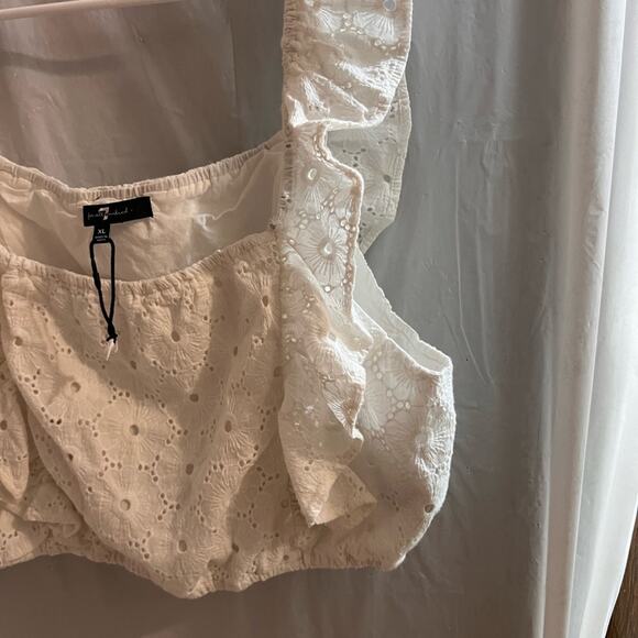 7 for all mankind white eyelet cropped tank top size xl - Picture 4 of 7